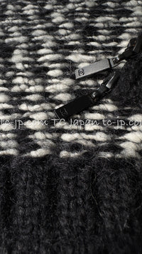 CHANEL 10A Black Ivory Wool Mohair Alpaca Knit Cardigan 34 シャネル ブラック アイボリー モヘア アルパカ ウール カーディガン 即発