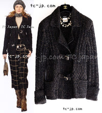 CHANEL 09A Black Brown Metallic Cashmere Wool Mohair Knit Jacket Cardigan 38 シャネル ブラック ブラウン カシミア ウール モヘア ニット ジャケット カーディガン 即発