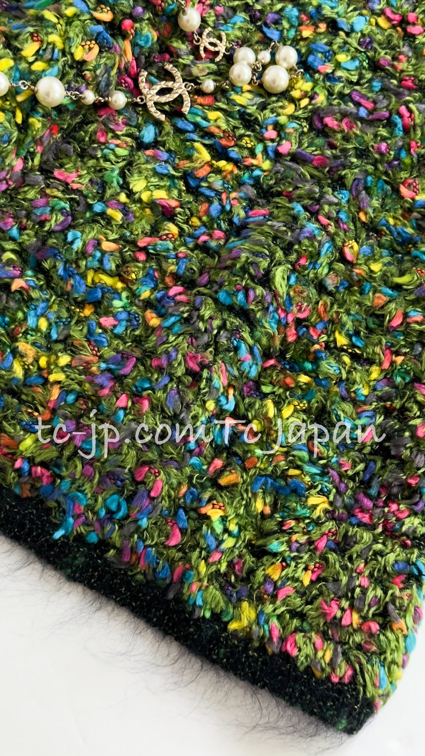 CHANEL 97A Vintage Green Multicolor Fantasy Knit Tops 38 40 シャネル ヴィンテージ グリーン マルチカラー ファンタジー ニット タンクトップ トップス - TC JAPAN