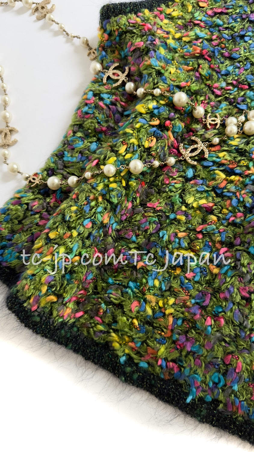 CHANEL 97A Vintage Green Multicolor Fantasy Knit Tops 38 40 シャネル ヴィンテージ グリーン マルチカラー ファンタジー ニット タンクトップ トップス - TC JAPAN