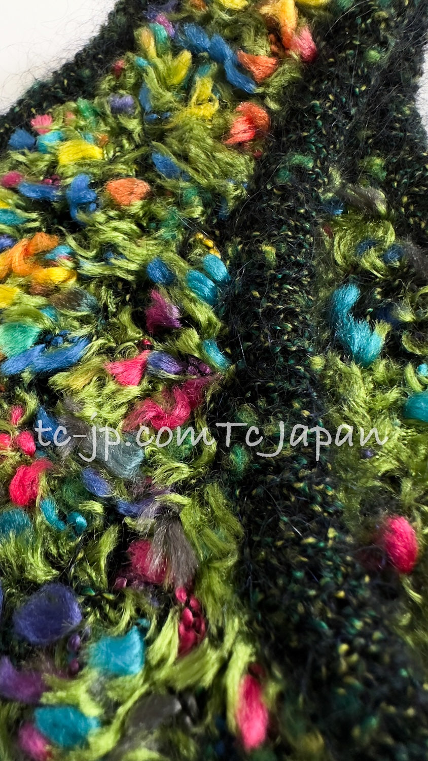 CHANEL 97A Vintage Green Multicolor Fantasy Knit Tops 38 40 シャネル ヴィンテージ グリーン マルチカラー ファンタジー ニット タンクトップ トップス