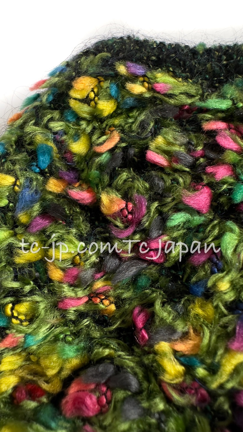 CHANEL 97A Vintage Green Multicolor Fantasy Knit Tops 38 40 シャネル ヴィンテージ グリーン マルチカラー ファンタジー ニット タンクトップ トップス