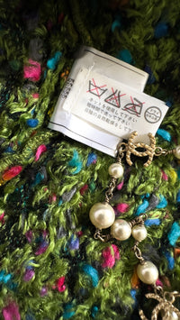 CHANEL 97A Vintage Green Multicolor Fantasy Knit Tops 38 40 シャネル ヴィンテージ グリーン マルチカラー ファンタジー ニット タンクトップ トップス - TC JAPAN