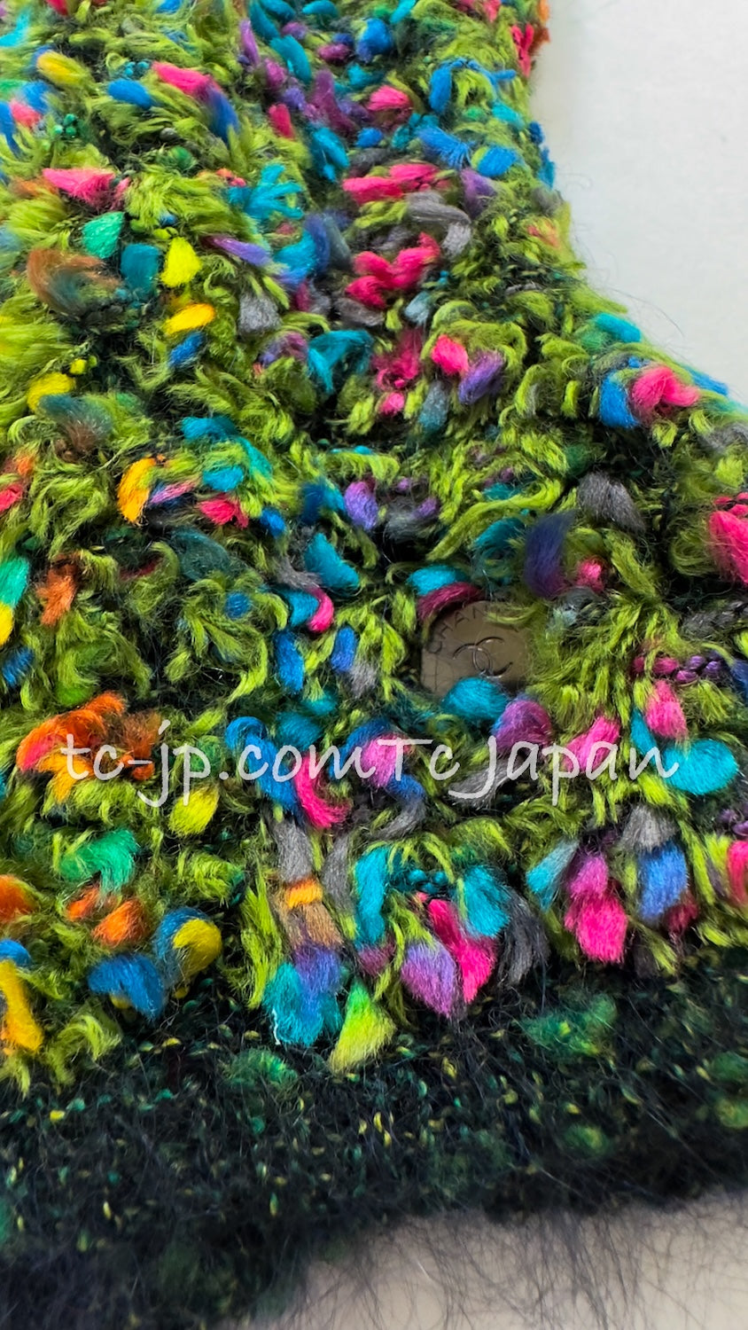 CHANEL 97A Vintage Green Multicolor Fantasy Knit Tops 38 40 シャネル ヴィンテージ グリーン マルチカラー ファンタジー ニット タンクトップ トップス