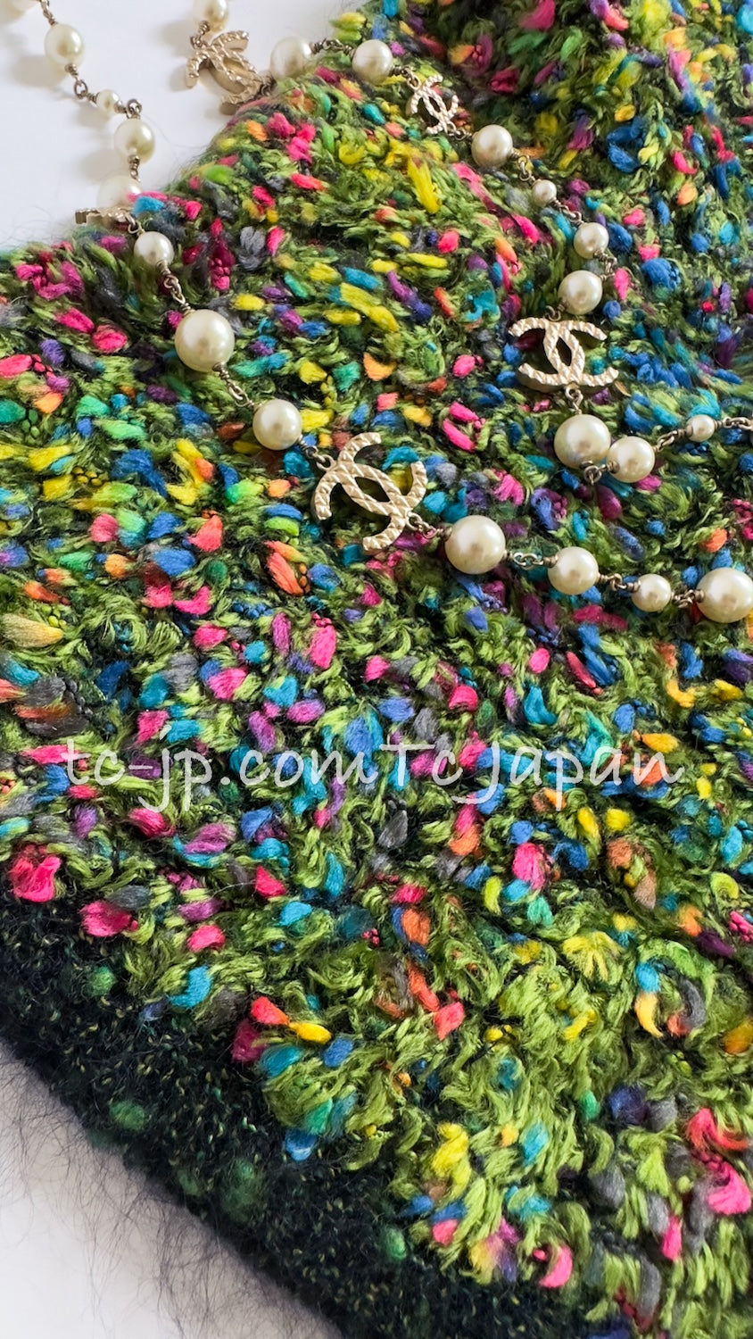CHANEL 97A Vintage Green Multicolor Fantasy Knit Tops 38 40 シャネル ヴィンテージ グリーン マルチカラー ファンタジー ニット タンクトップ トップス