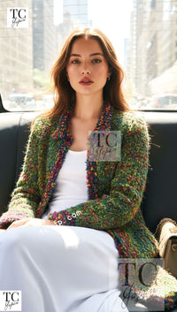 CHANEL 97A Vintage Green Multicolor Fantasy Knit Tops 38 40 シャネル ヴィンテージ グリーン マルチカラー ファンタジー ニット タンクトップ トップス - TC JAPAN