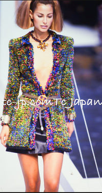 CHANEL 97A Vintage Green Multicolor Fantasy Knit Tops 38 40 シャネル ヴィンテージ グリーン マルチカラー ファンタジー ニット タンクトップ トップス - TC JAPAN
