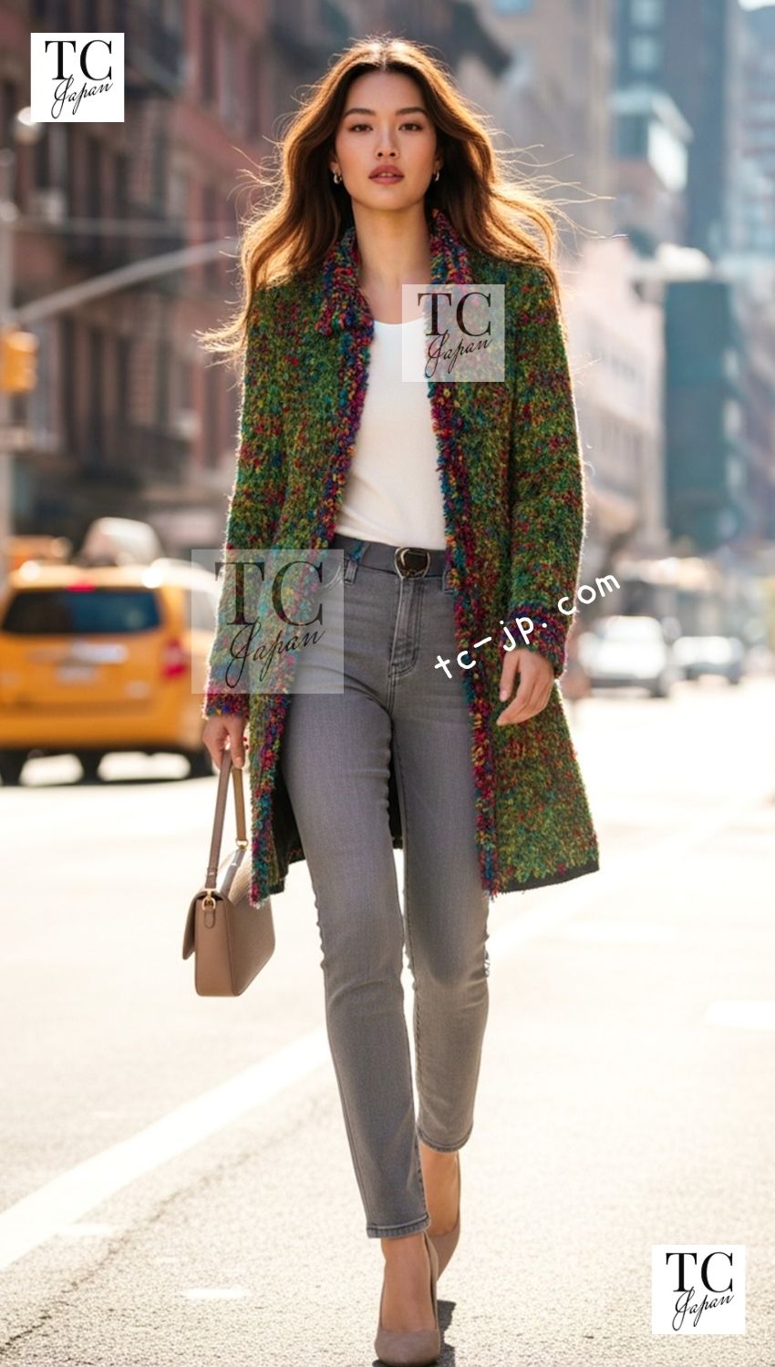 CHANEL 97A Vintage Green Multicolor Fantasy Knit Tops 38 40 シャネル ヴィンテージ グリーン マルチカラー ファンタジー ニット タンクトップ トップス - TC JAPAN