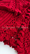 CHANEL 04S Red Crochet Frilled Knit Cardigan 38 40 シャネル レッド クロシェ フリル ニット カーディガン 即発