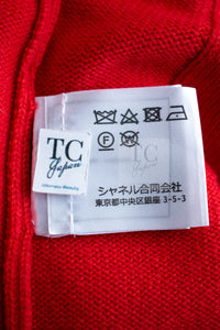 CHANEL 20C Coral Red Navy Brown Cashmere Knit Cardigan 38 シャネル コーラル レッド ネイビー ブラウン カシミア ニット カーディガン 即発