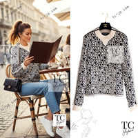 CHANEL 19N Black Ivory Logo Knit Tops Sweater 34 シャネル ブラック アイボリー ロゴ ニット トップス スウェット セーター 即発