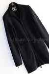 CHANEL 08A Black Wool Sport Knit CC Logo Zipper Coat Cardigan 36 シャネル ブラック ウール100 大きめ CC ロゴ ニット ロング カーディガン コート 即発