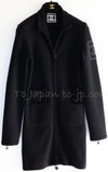 CHANEL 08A Black Wool Sport Knit CC Logo Zipper Coat Cardigan 36 シャネル ブラック ウール100 大きめ CC ロゴ ニット ロング カーディガン コート 即発