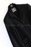 CHANEL 08A Black Wool Sport Knit CC Logo Zipper Coat Cardigan 36 シャネル ブラック ウール100 大きめ CC ロゴ ニット ロング カーディガン コート 即発