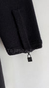 CHANEL 08A Black Wool Sport Knit CC Logo Zipper Coat Cardigan 36 シャネル ブラック ウール100 大きめ CC ロゴ ニット ロング カーディガン コート 即発