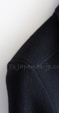 CHANEL 08A Black Wool Sport Knit CC Logo Zipper Coat Cardigan 36 シャネル ブラック ウール100 大きめ CC ロゴ ニット ロング カーディガン コート 即発