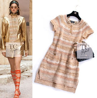 CHANEL 18C Beige Peach Knit Dress 42 シャネル ベージュ ピーチ ニット ワンピース 即発
