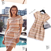 CHANEL 18C Beige Peach Knit Dress 42 シャネル ベージュ ピーチ ニット ワンピース 即発