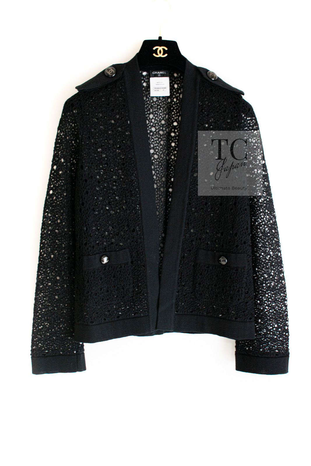 CHANEL 16S Black Cotton Knit Cardigan 38 シャネル ブラック コットン ニット カーディガン 即発
