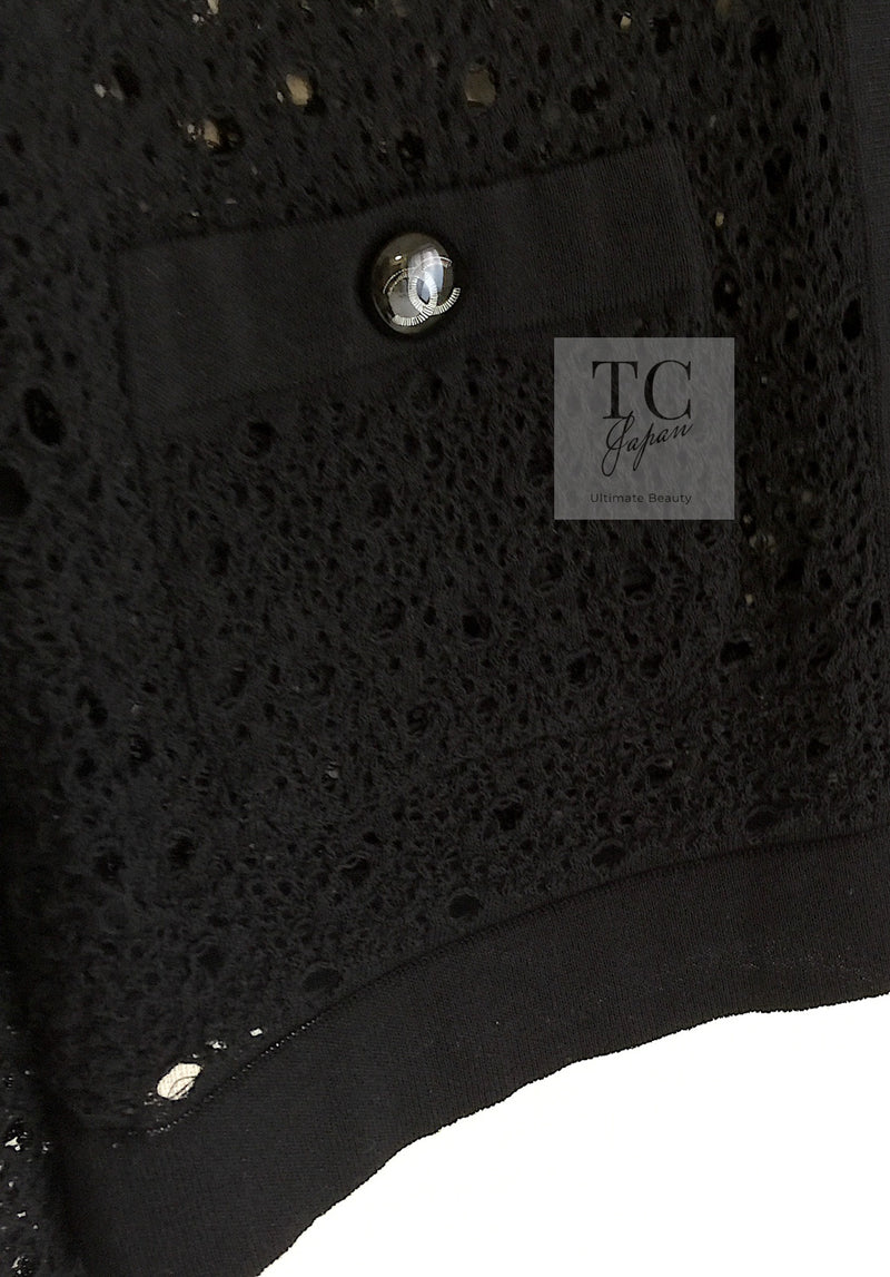 CHANEL 16S Black Cotton Knit Cardigan 38 シャネル ブラック コットン ニット カーディガン 即発