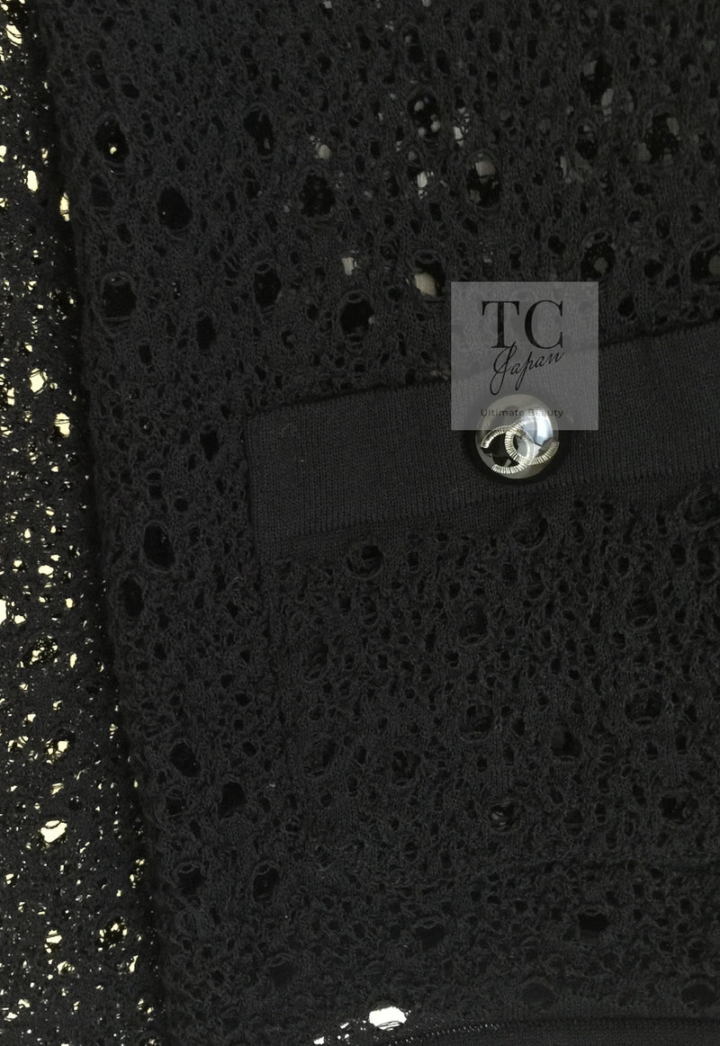 CHANEL 16S Black Cotton Knit Cardigan 38 シャネル ブラック コットン ニット カーディガン 即発