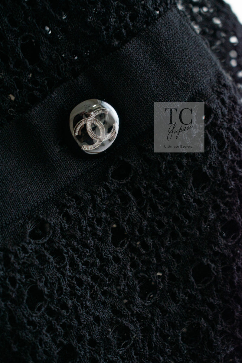 CHANEL 16S Black Cotton Knit Cardigan 38 シャネル ブラック コットン ニット カーディガン 即発