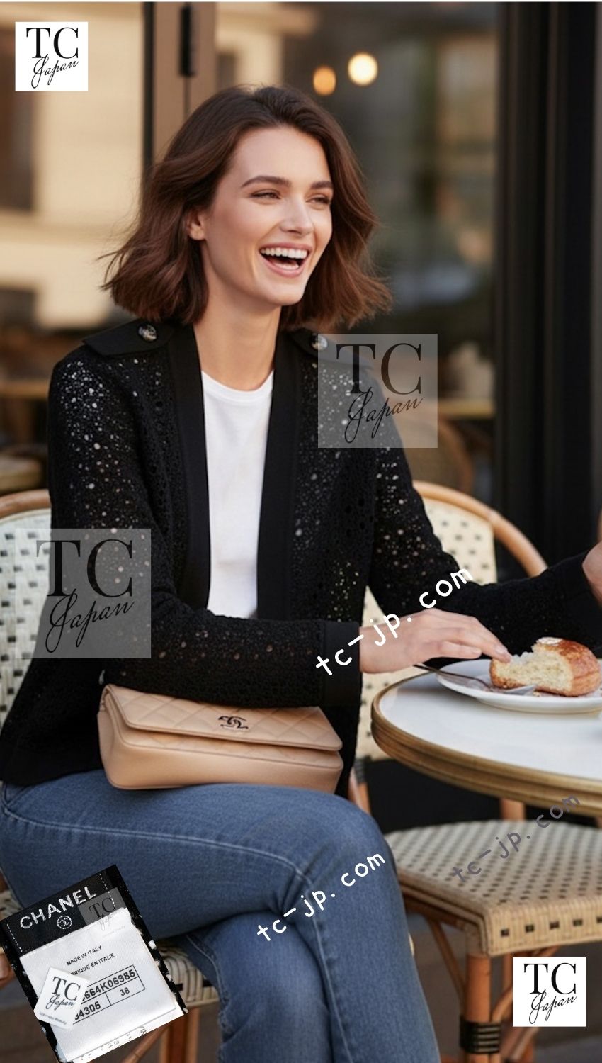 CHANEL 16S Black Cotton Knit Cardigan 38 シャネル ブラック コットン ニット カーディガン 即発