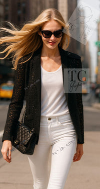 CHANEL 16S Black Cotton Knit Cardigan 38 シャネル ブラック コットン ニット カーディガン 即発