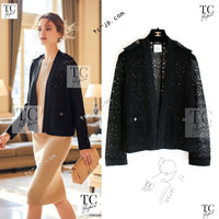 CHANEL 16S Black Cotton Knit Cardigan 38 シャネル ブラック コットン ニット カーディガン 即発