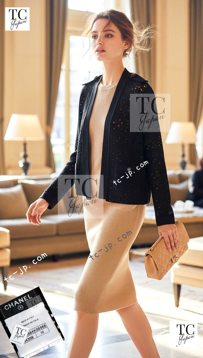 CHANEL 16S Black Cotton Knit Cardigan 38 シャネル ブラック コットン ニット カーディガン 即発
