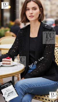 CHANEL 16S Black Cotton Knit Cardigan 38 シャネル ブラック コットン ニット カーディガン 即発