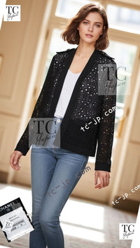 CHANEL 16S Black Cotton Knit Cardigan 38 シャネル ブラック コットン ニット カーディガン 即発