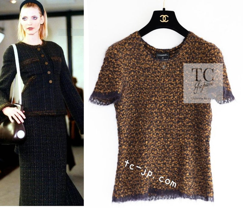 CHANEL 98A Vintage Brown Mohair Wool Blend Sweater Tops 40 シャネル ヴィンテージ ブラウン モヘア ウール セーター トップス 即発