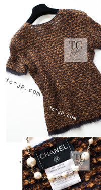 CHANEL 98A Vintage Brown Mohair Wool Blend Sweater Tops 40 シャネル ヴィンテージ ブラウン モヘア ウール セーター トップス 即発