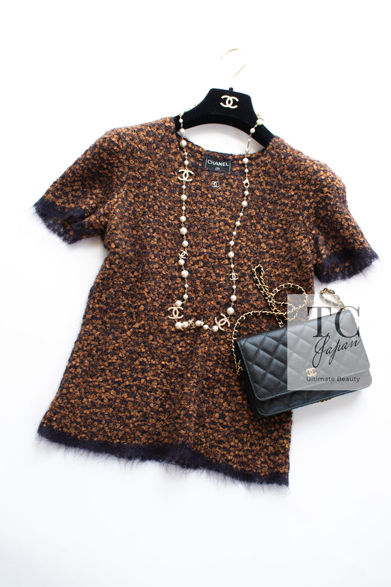 CHANEL 98A Vintage Brown Mohair Wool Blend Sweater Tops 40 シャネル ヴィンテージ ブラウン モヘア ウール セーター トップス 即発