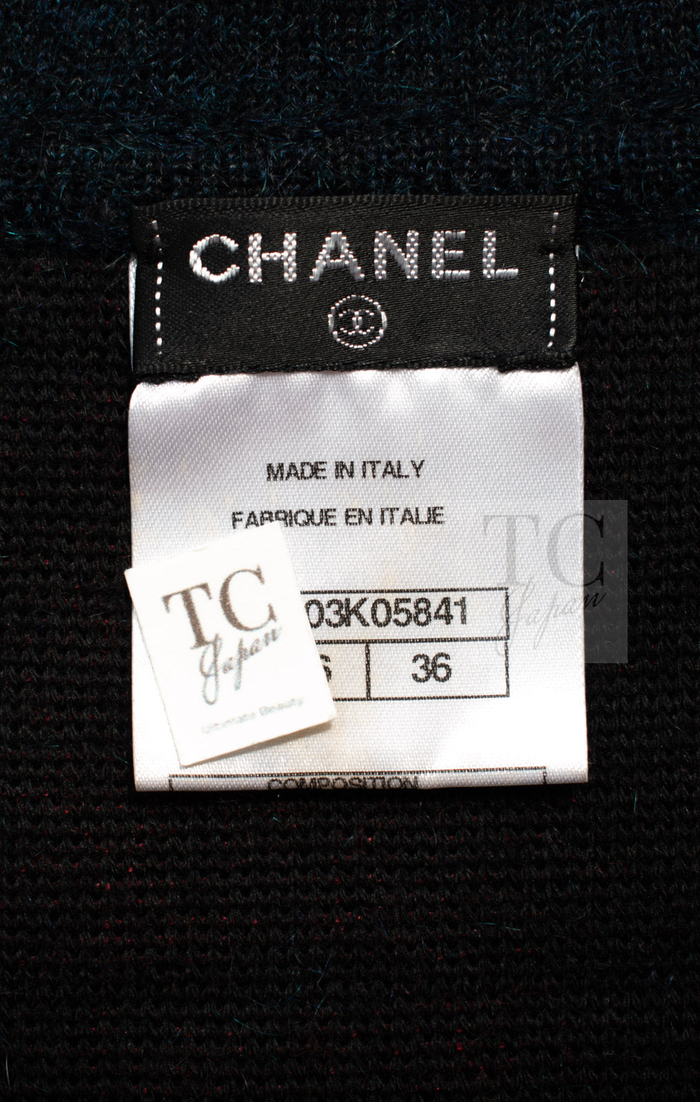 CHANEL 13PF Navy Check Wool Cashmere Mohair Knit Cardigan 36 シャネル ネイビー チェック柄 ウール カシミア モヘア ニット カーディガン 即発