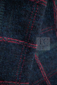 CHANEL 13PF Navy Check Wool Cashmere Mohair Knit Cardigan 36 シャネル ネイビー チェック柄 ウール カシミア モヘア ニット カーディガン 即発