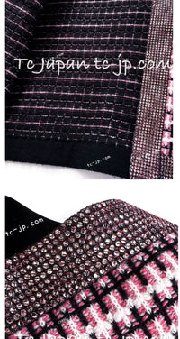 CHANEL 11S Pink Rhinestone Trim Cashmere Knit Jacket Cardigan 38 シャネル ピンク 豪華 ラインストーン カシミア ニット ジャケット カーディガン 即発