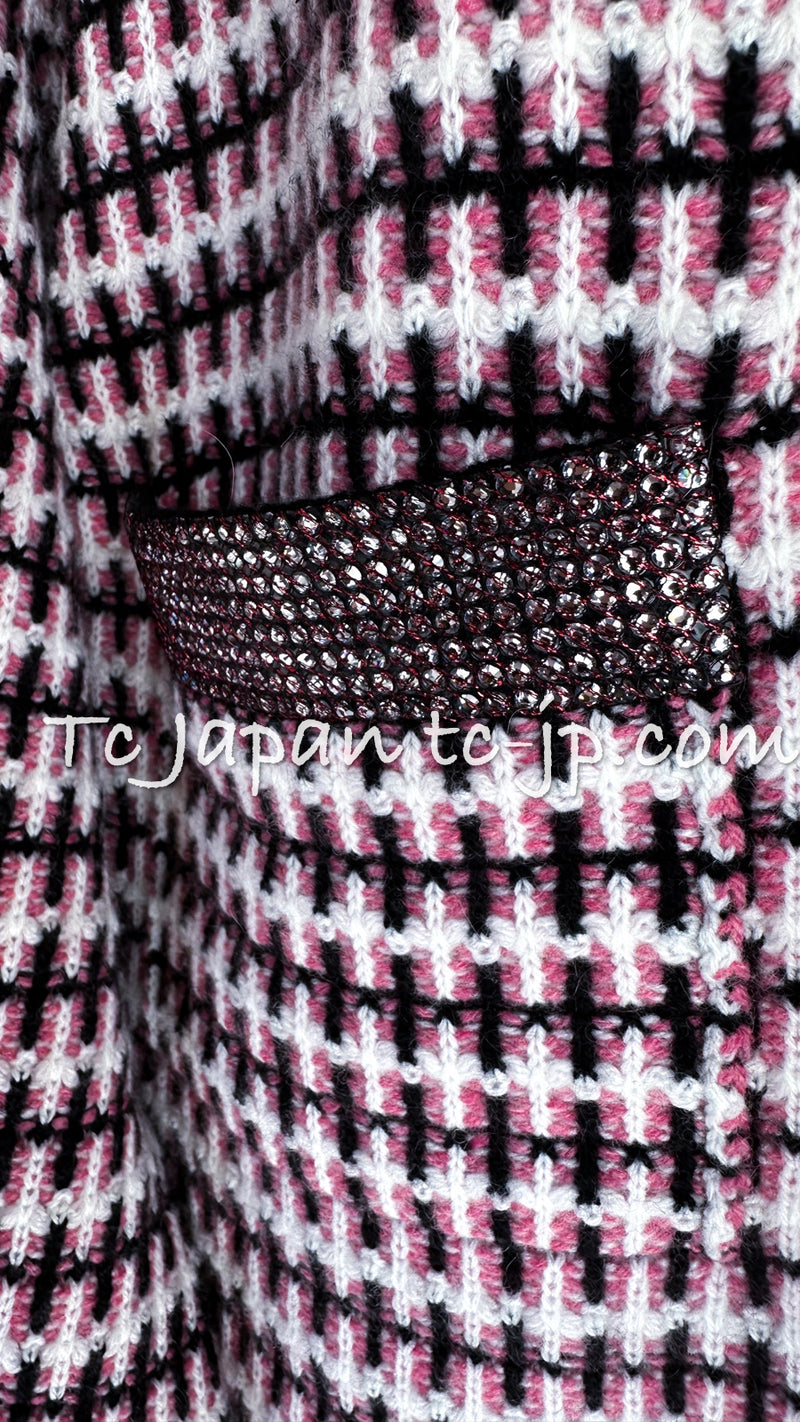 CHANEL 11S Pink Rhinestone Trim Cashmere Knit Jacket Cardigan 38 シャネル ピンク 豪華 ラインストーン カシミア ニット ジャケット カーディガン 即発