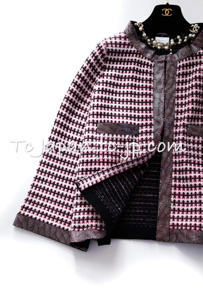 CHANEL 11S Pink Rhinestone Trim Cashmere Knit Jacket Cardigan 38 シャネル ピンク 豪華 ラインストーン カシミア ニット ジャケット カーディガン 即発