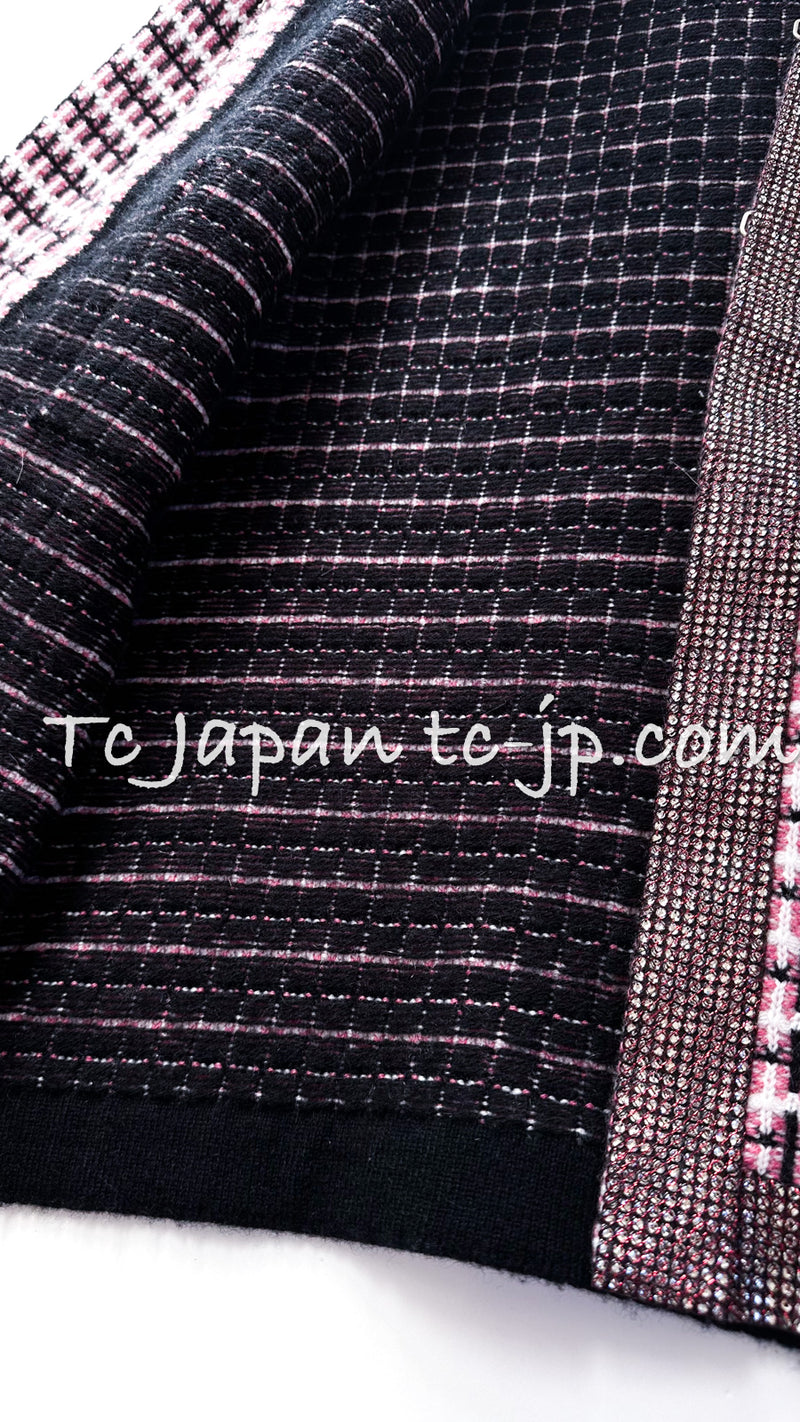 CHANEL 11S Pink Rhinestone Trim Cashmere Knit Jacket Cardigan 38 シャネル ピンク 豪華 ラインストーン カシミア ニット ジャケット カーディガン 即発