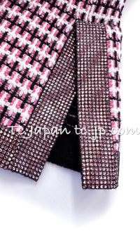 CHANEL 11S Pink Rhinestone Trim Cashmere Knit Jacket Cardigan 38 シャネル ピンク 豪華 ラインストーン カシミア ニット ジャケット カーディガン 即発