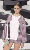 CHANEL 11S Pink Rhinestone Trim Cashmere Knit Jacket Cardigan 38 シャネル ピンク 豪華 ラインストーン カシミア ニット ジャケット カーディガン 即発