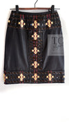 CHANEL 11PF Black Brown Gold Lambskin Leather Skirt 34 シャネル ブラック ブラウン ゴールド ラムスキン レザー スカート 即発