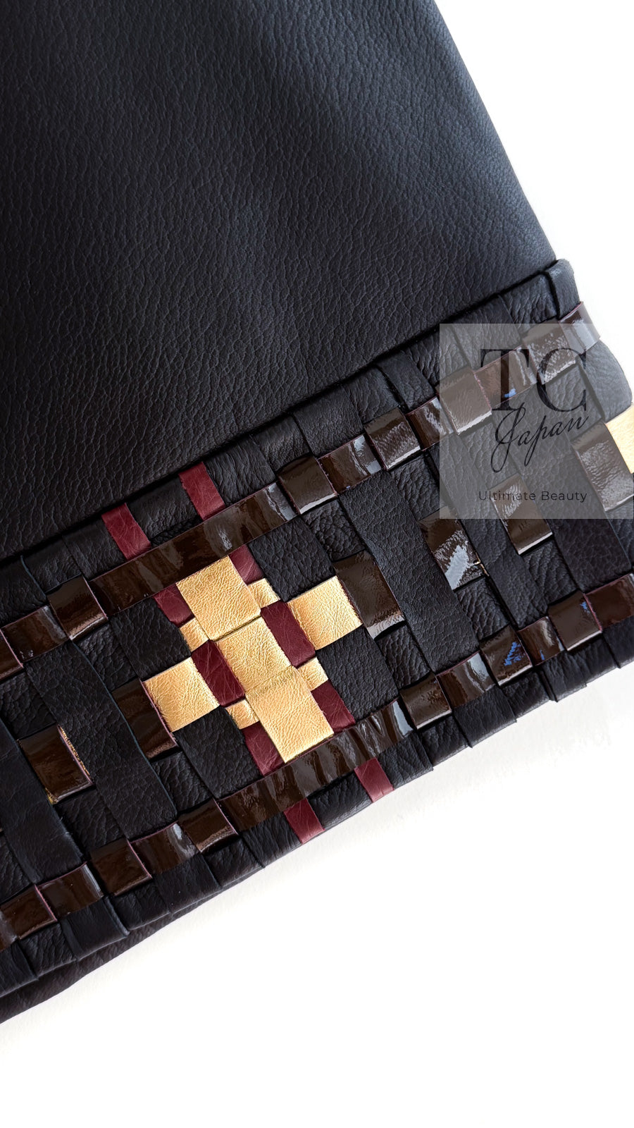 シャネル スカート CHANEL ブラック ブラウン ゴールド ラムスキン