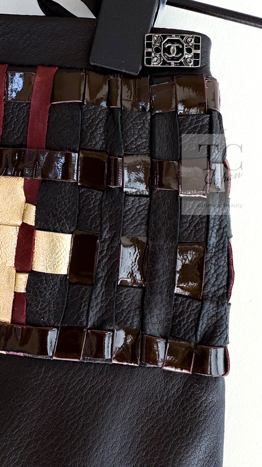 美品　シャネル　スカート　38 ブラウン系　ラムスキンレザー 美品シャネルスカート38 ブラウン系ラムスキンレザー