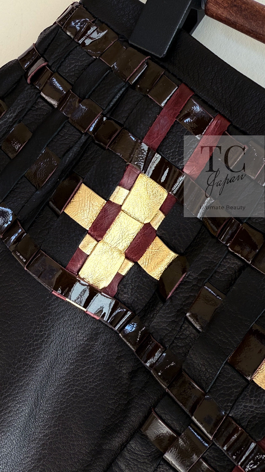 シャネル スカート CHANEL ブラック ブラウン ゴールド ラムスキン