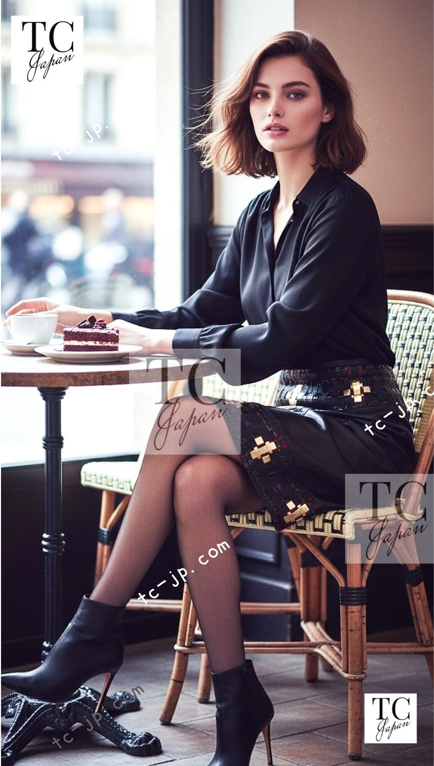 CHANEL 11PF Black Brown Gold Lambskin Leather Skirt 34 シャネル ブラック ブラウン ゴールド ラムスキン レザー スカート 即発