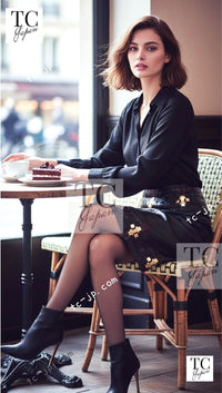 CHANEL 11PF Black Brown Gold Lambskin Leather Skirt 34 シャネル ブラック ブラウン ゴールド ラムスキン レザー スカート 即発