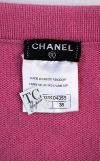 CHANEL 12C Pink White Cashmere Knit Cardigan 38 シャネル ピンク ホワイト カシミア ニット カーディガン